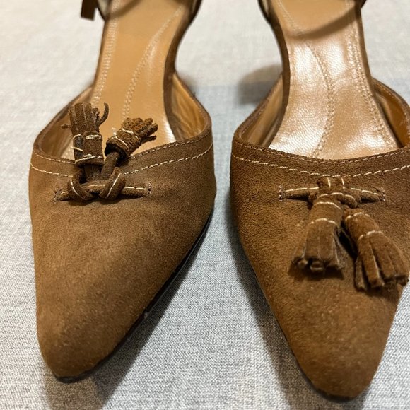 ZARA Brown suede Pointed Toe Wedge Shoes | 36 - Picture 4 of 11